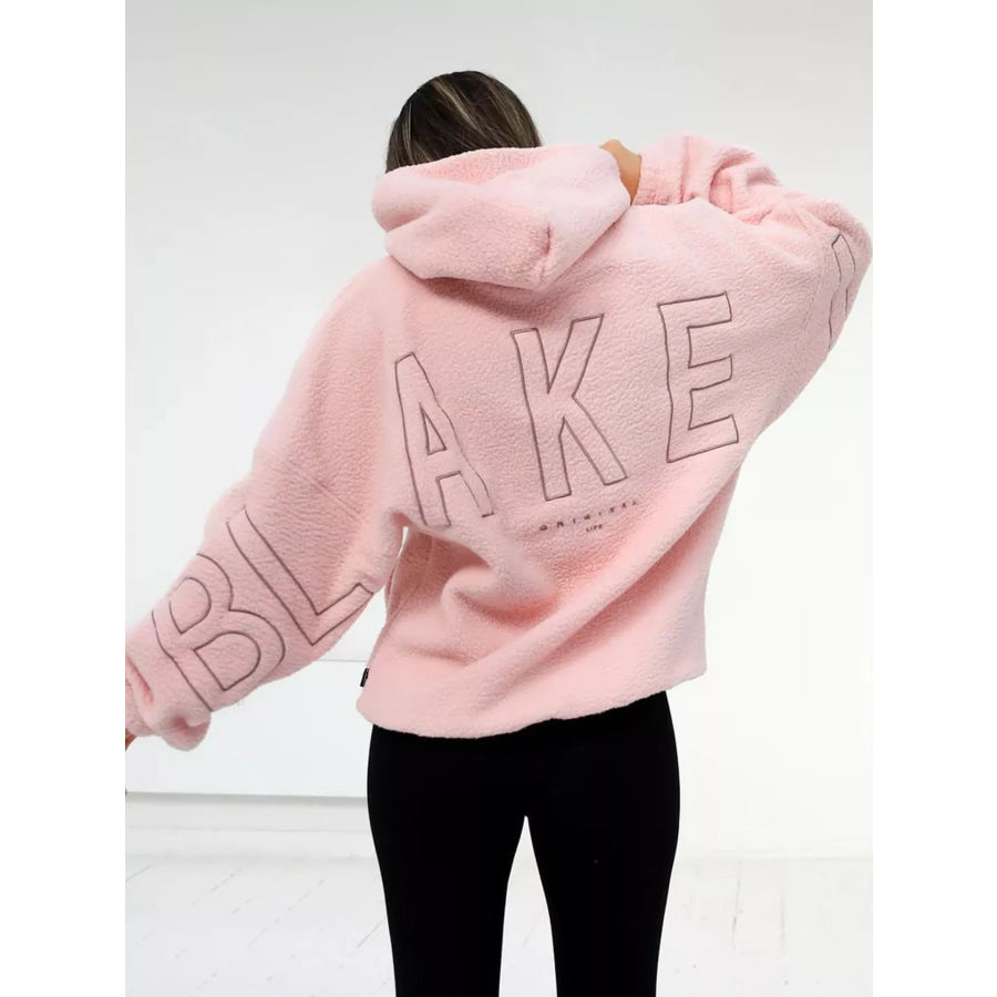 Letter Oversized Sherpa Hoodie Apparel and Accessories