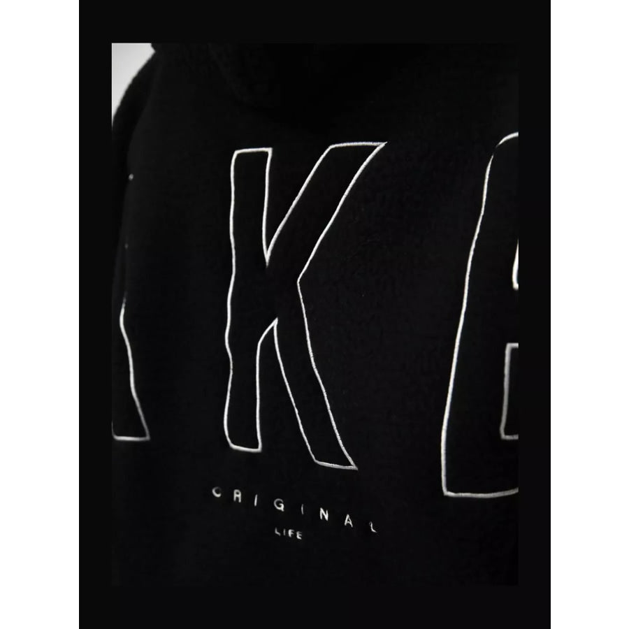 Letter Oversized Sherpa Hoodie Apparel and Accessories