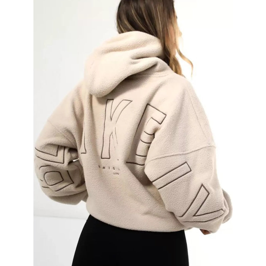 Letter Oversized Sherpa Hoodie Apparel and Accessories
