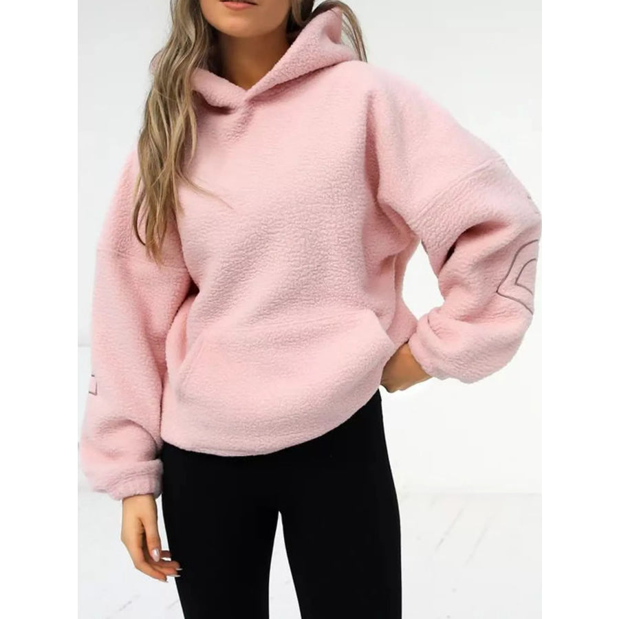 Letter Oversized Sherpa Hoodie Pink / S Apparel and Accessories