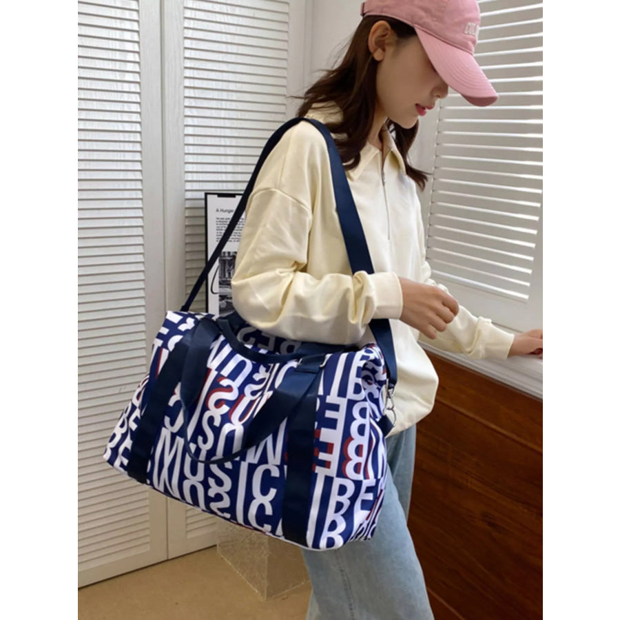 Letter Print Travel Bag Dark Blue / One Size Apparel and Accessories