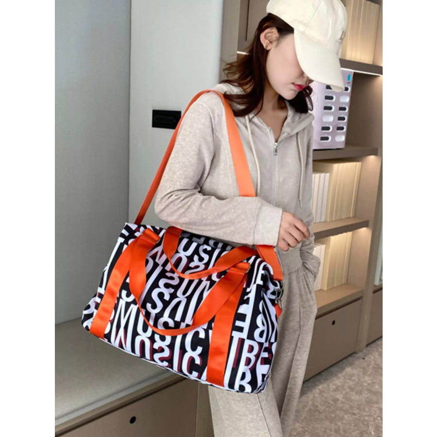 Letter Print Travel Bag Orange / One Size Apparel and Accessories