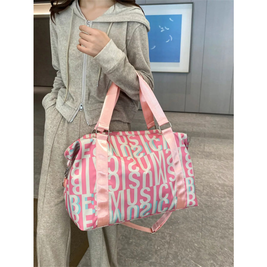 Letter Print Travel Bag Pink / One Size Apparel and Accessories