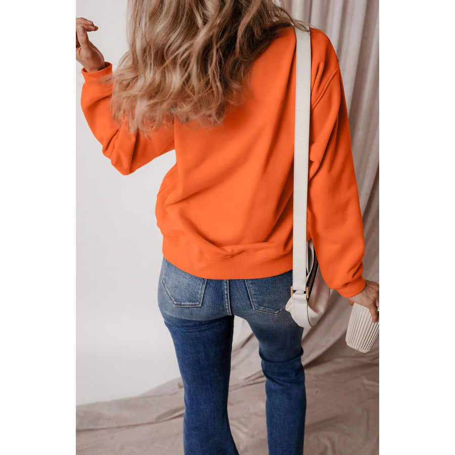 Letter Round Neck Long Sleeve Sweatshirt Apparel and Accessories