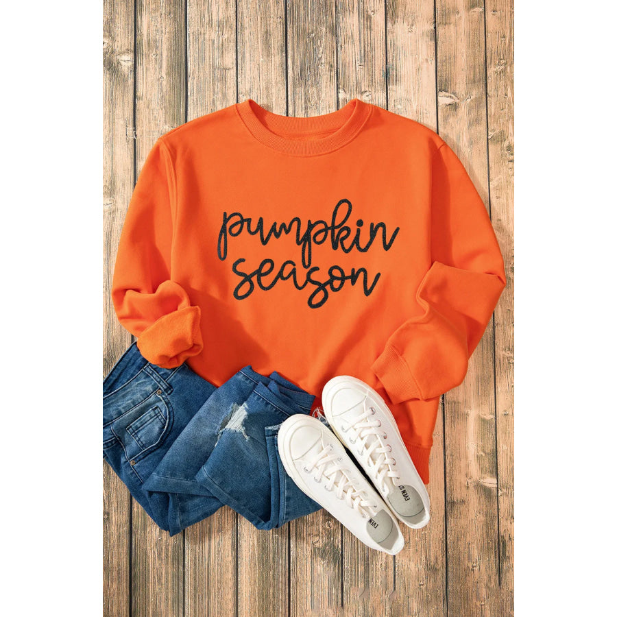 Letter Round Neck Long Sleeve Sweatshirt Apparel and Accessories