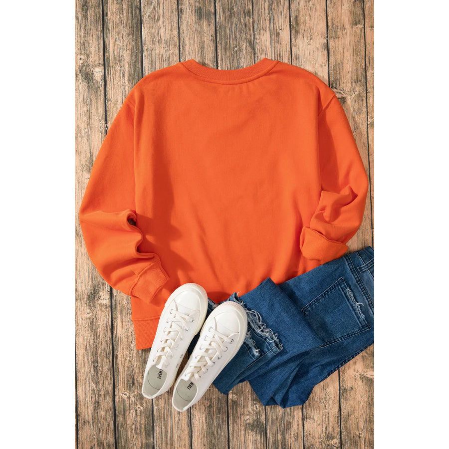 Letter Round Neck Long Sleeve Sweatshirt Apparel and Accessories