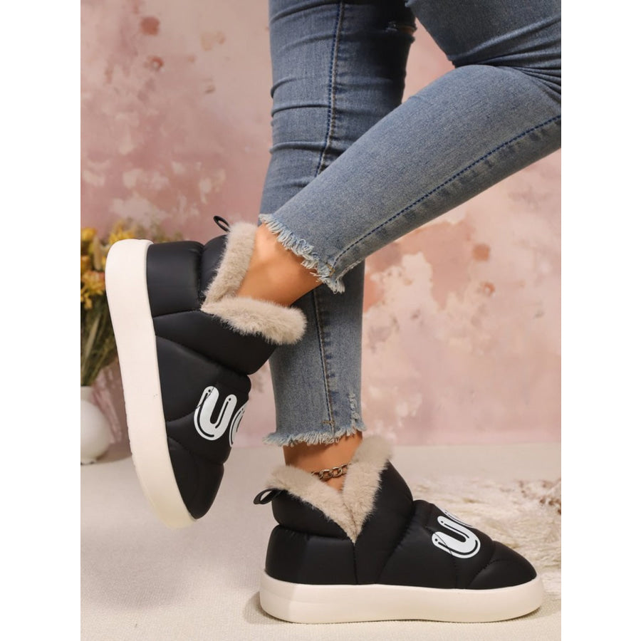 Letter Thermal Platform Slip-On Boots Apparel and Accessories