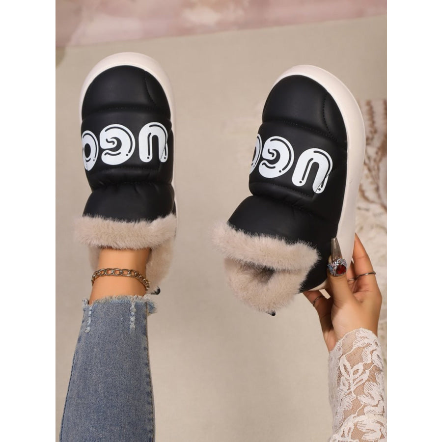 Letter Thermal Platform Slip-On Boots Apparel and Accessories