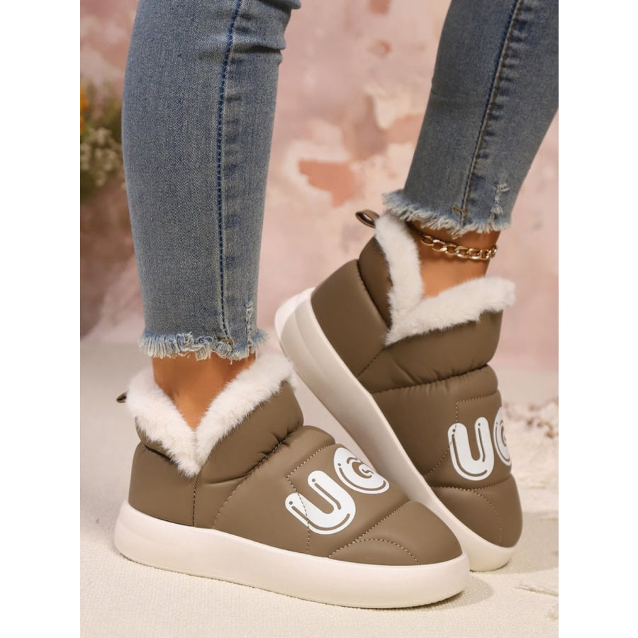 Letter Thermal Platform Slip-On Boots Apparel and Accessories