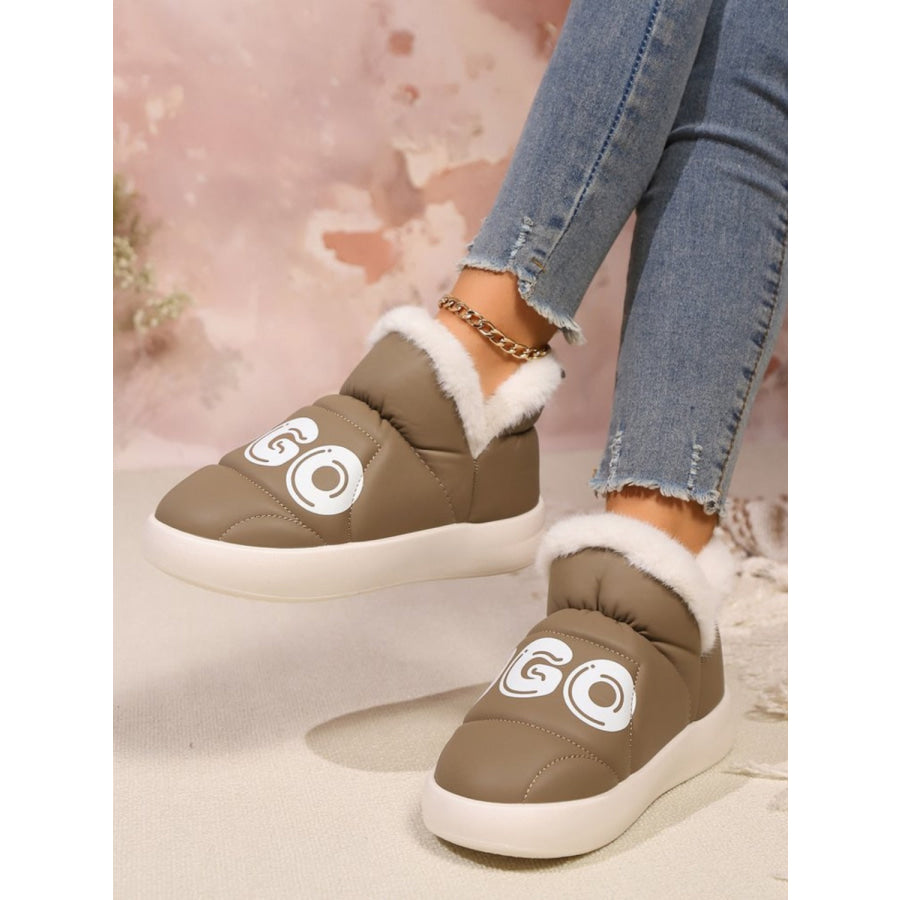 Letter Thermal Platform Slip-On Boots Apparel and Accessories