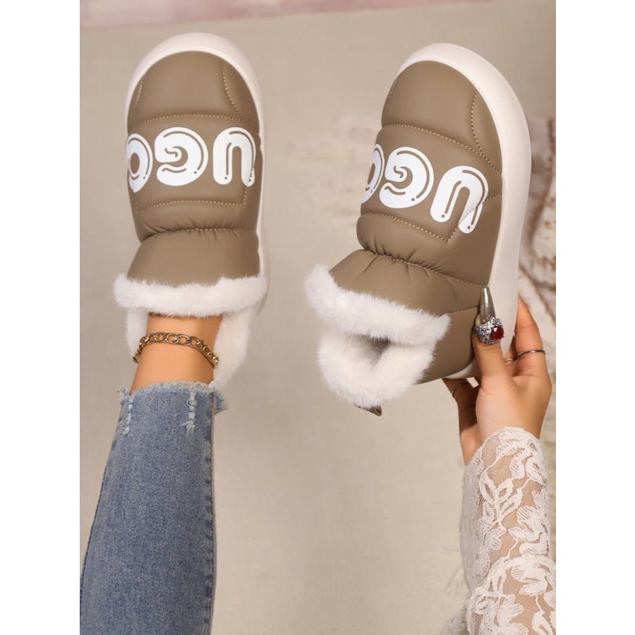 Letter Thermal Platform Slip-On Boots Apparel and Accessories