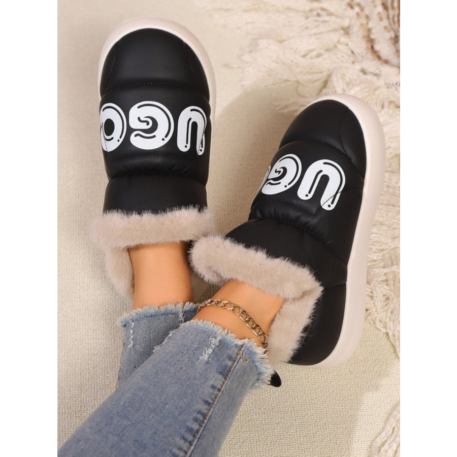 Letter Thermal Platform Slip-On Boots Apparel and Accessories