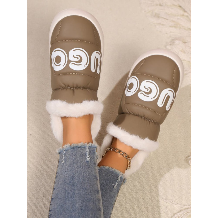 Letter Thermal Platform Slip-On Boots Apparel and Accessories