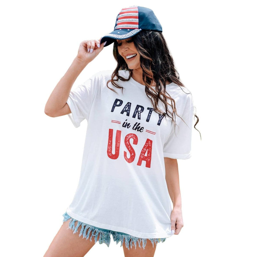 Letters Print Crew Neck Short Sleeve T Shirt T-shirts