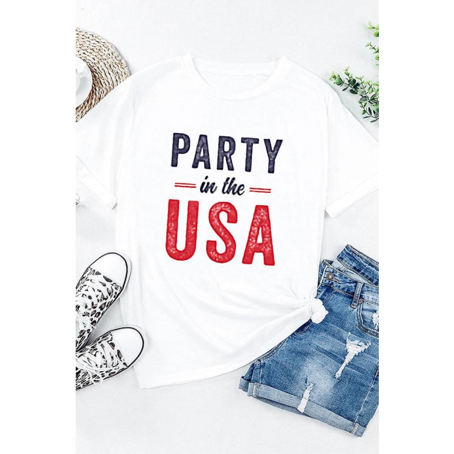 Letters Print Crew Neck Short Sleeve T Shirt T-shirts