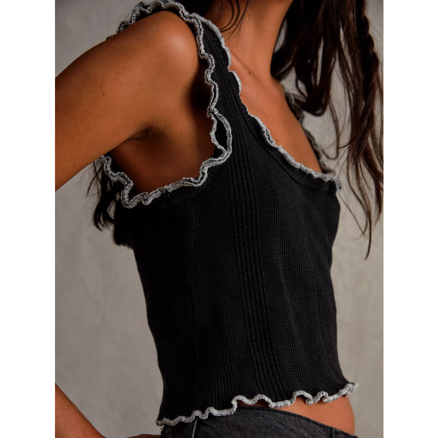 Lettuce Trim Square Neck Tank Apparel and Accessories