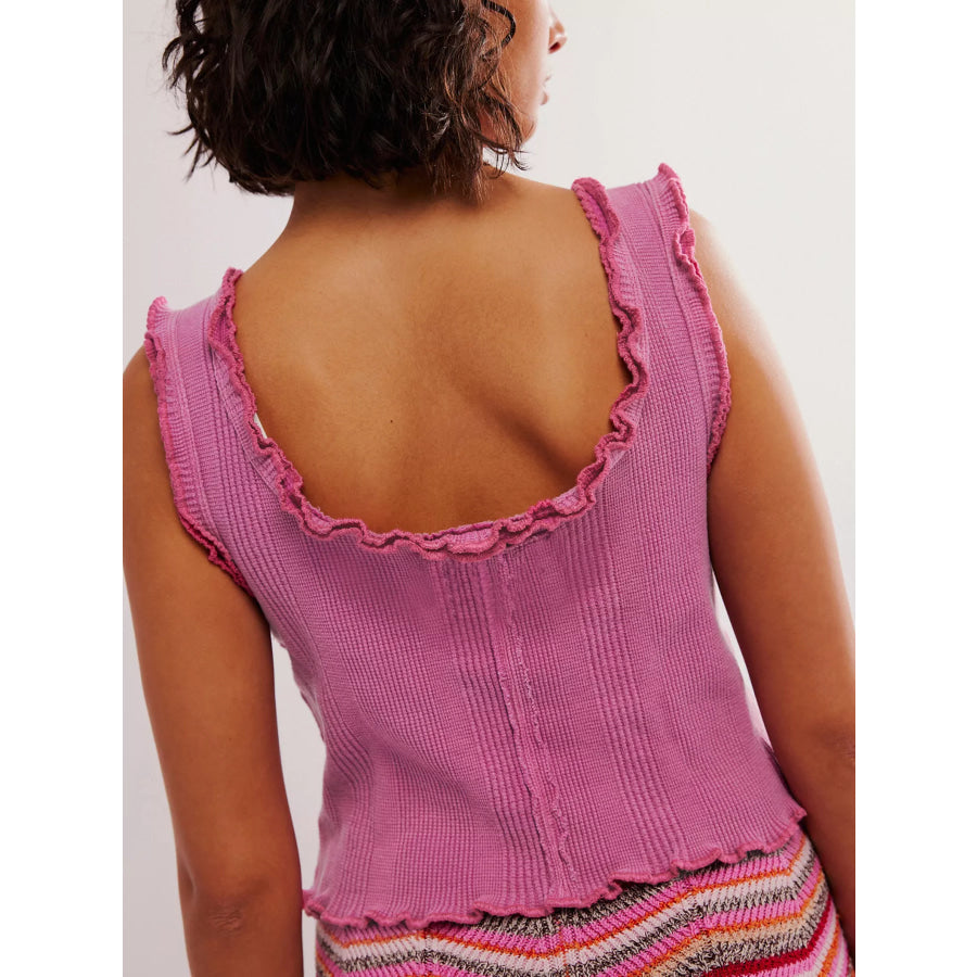Lettuce Trim Square Neck Tank Apparel and Accessories