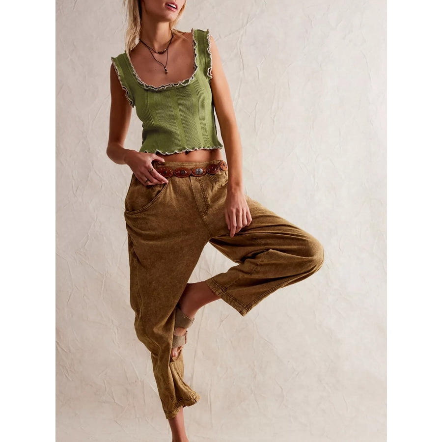 Lettuce Trim Square Neck Tank Apparel and Accessories