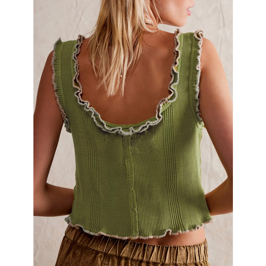 Lettuce Trim Square Neck Tank Apparel and Accessories