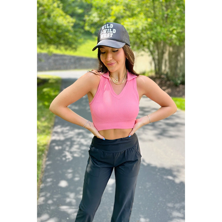 Level Up Pink Crop Top WS 102 Casual Tops
