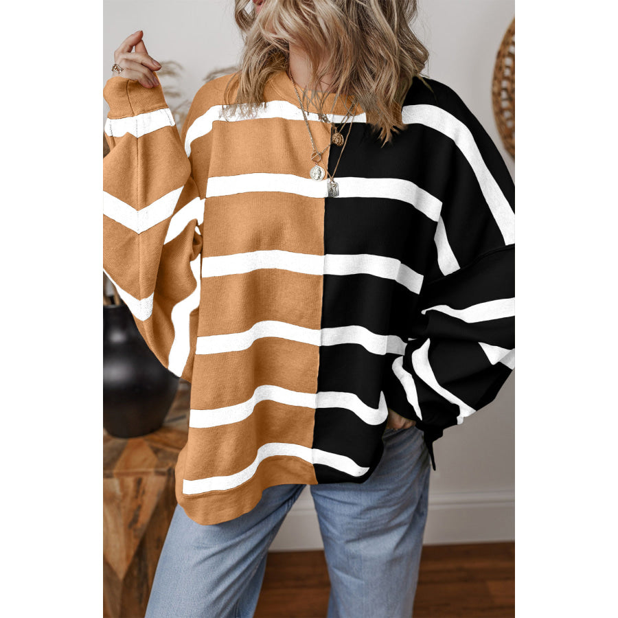 Light French Beige Colorblock Oversized Sweater Light French Beige / S / 50% Viscose + 28% Polyester + 22% Polyamide Sweaters &