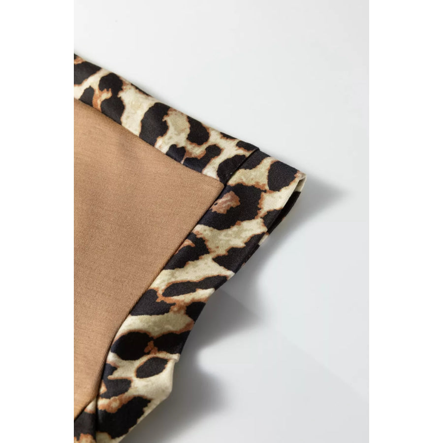Light French Leopard Trim Round Neck Loose T Shirt Apparel and Accessories