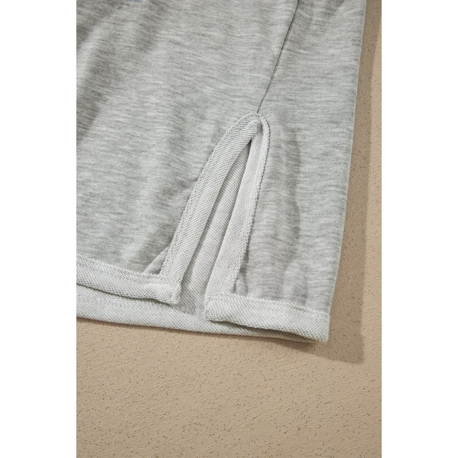 Light Grey Long Sleeve Patch Embroidery Tunic Plus Size Blouse Plus Size/Plus Size Tops/Plus Size Long Sleeve Tops