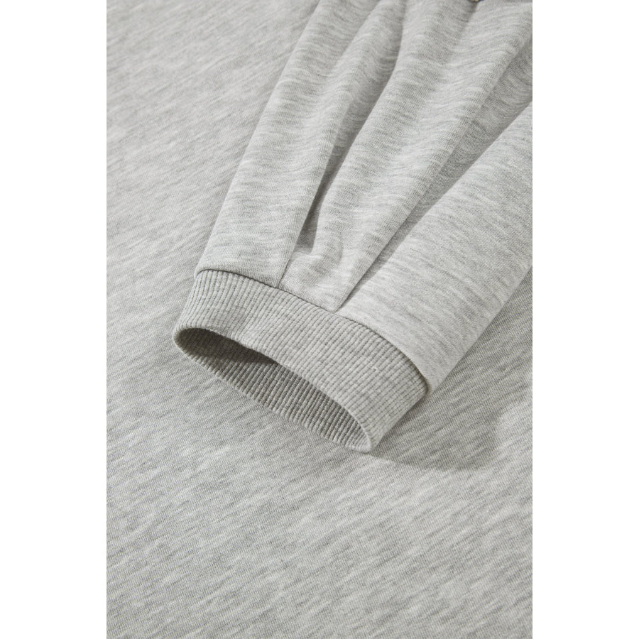 Light Grey Long Sleeve Patch Embroidery Tunic Plus Size Blouse Plus Size/Plus Size Tops/Plus Size Long Sleeve Tops