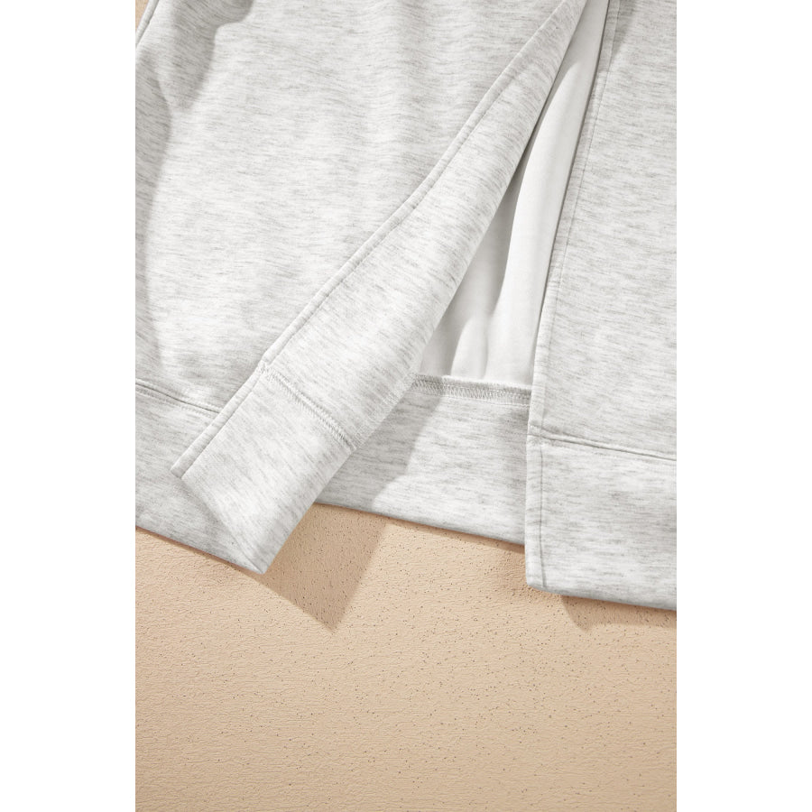 Light Grey Solid Color Zip Front Jacket Style Sweatshirt Tops/Sweatshirts & Hoodies