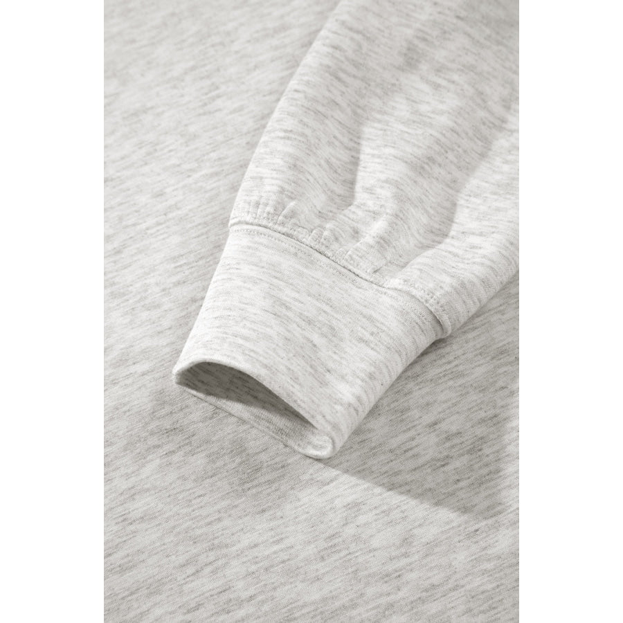 Light Grey Solid Color Zip Front Jacket Style Sweatshirt Tops/Sweatshirts & Hoodies