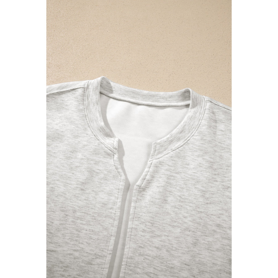 Light Grey Solid Color Zip Front Jacket Style Sweatshirt Tops/Sweatshirts & Hoodies