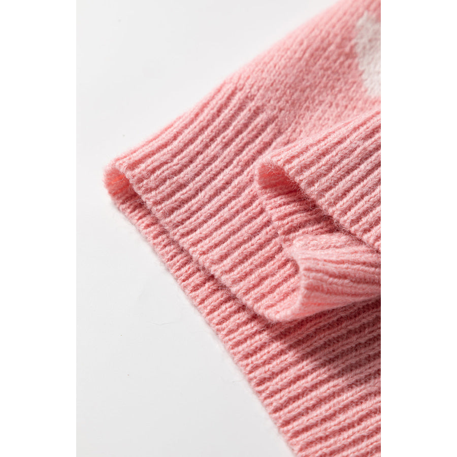 Light Pink Heart Pattern Button Front Cardigan Sweater Sweaters & Cardigans/Cardigans