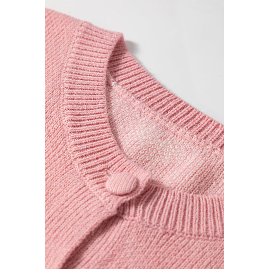 Light Pink Heart Pattern Button Front Cardigan Sweater Sweaters & Cardigans/Cardigans