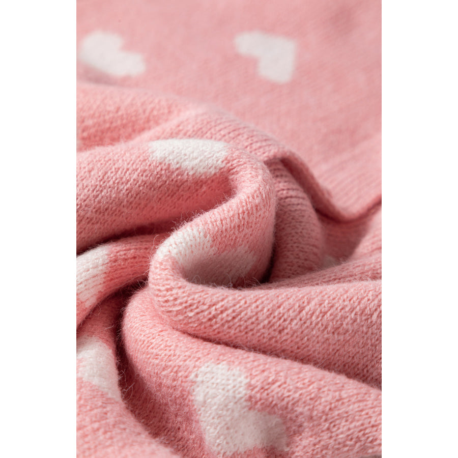 Light Pink Heart Pattern Button Front Cardigan Sweater Sweaters & Cardigans/Cardigans