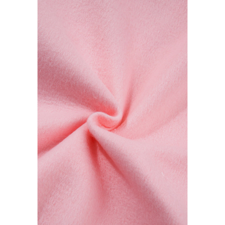 Light Pink High Neck Exposed Seam Drop Shoulder Baggy Pullover Short Set Two Piece Sets/Short Sets