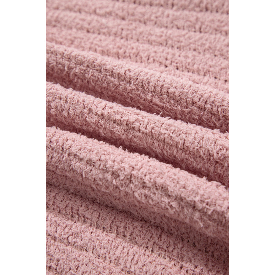 Light Pink Open Front Soft Fuzzy Ribbed Sweater Cardigan Sweaters & Cardigans/Cardigans