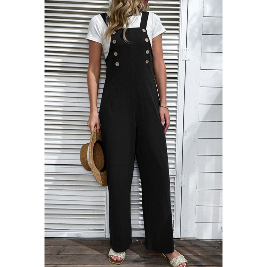 Light Up Your Life Buttoned Straight Leg Overalls