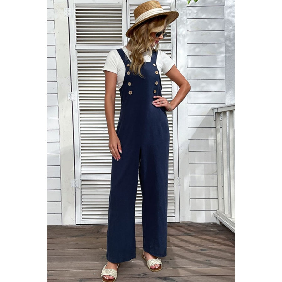 Light Up Your Life Buttoned Straight Leg Overalls