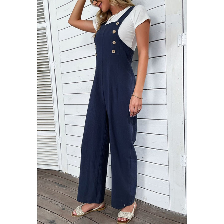 Light Up Your Life Buttoned Straight Leg Overalls