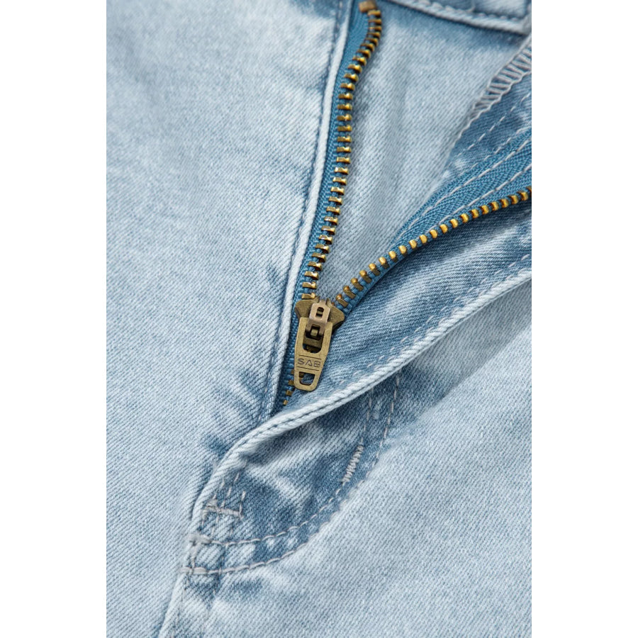 Light Wash Utility Pocket Straight Leg Jeans Apparel and Accessories