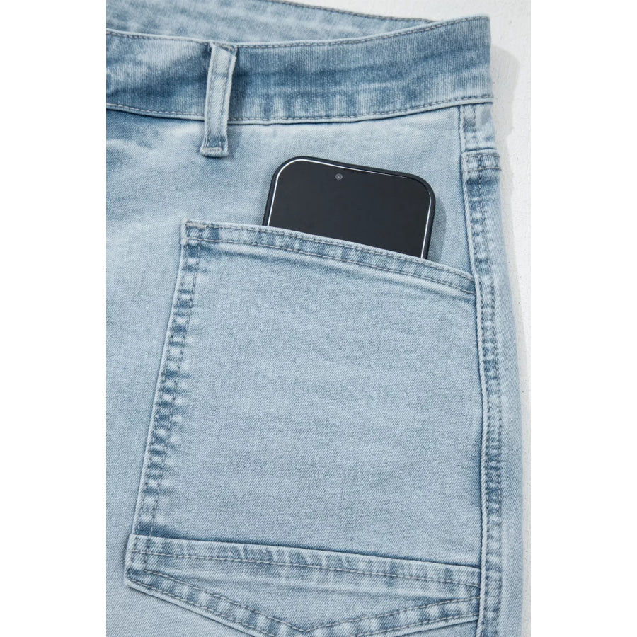 Light Wash Utility Pocket Straight Leg Jeans Apparel and Accessories