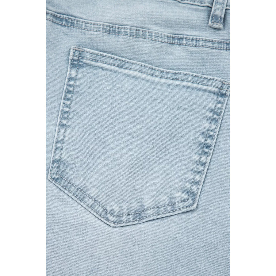Light Wash Utility Pocket Straight Leg Jeans Apparel and Accessories