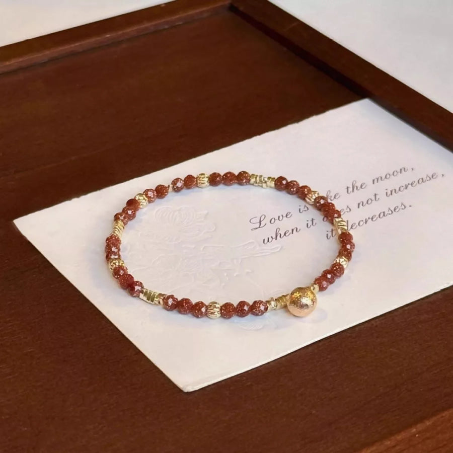 Lightweight Beaded Charm Bracelet Rust / One Size Apparel and Accessories