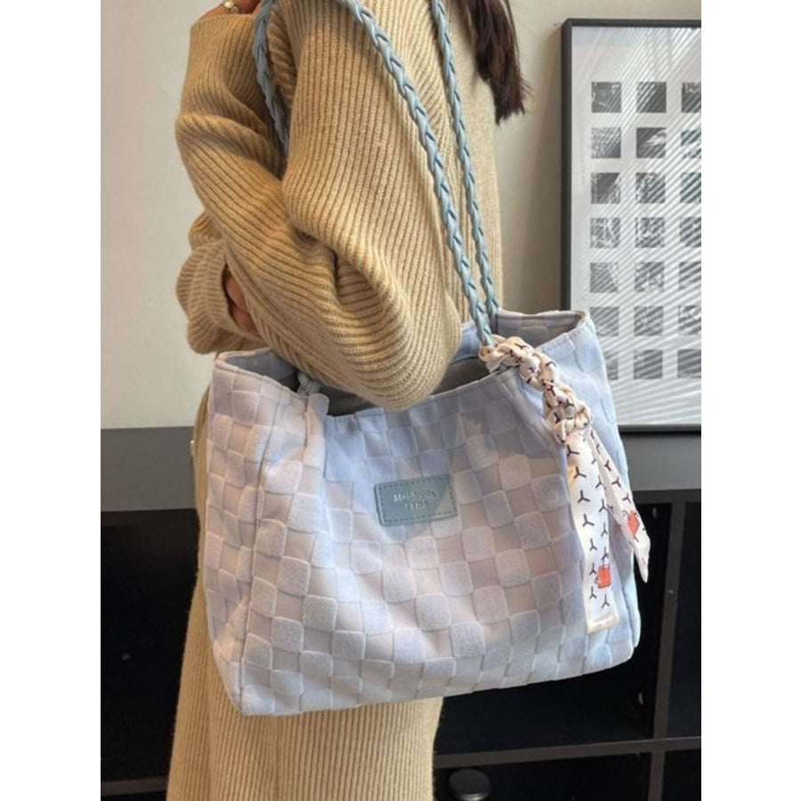 Lightweight Checkered Shoulder Bag Blue / ONESIZE Apparel and Accessories