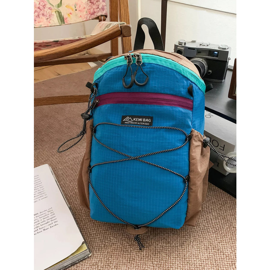Lightweight Contrast Backpack Bag Blue / One Size Apparel and Accessories