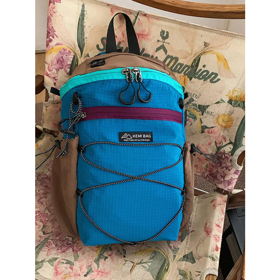 Lightweight Contrast Backpack Bag Blue / One Size Apparel and Accessories