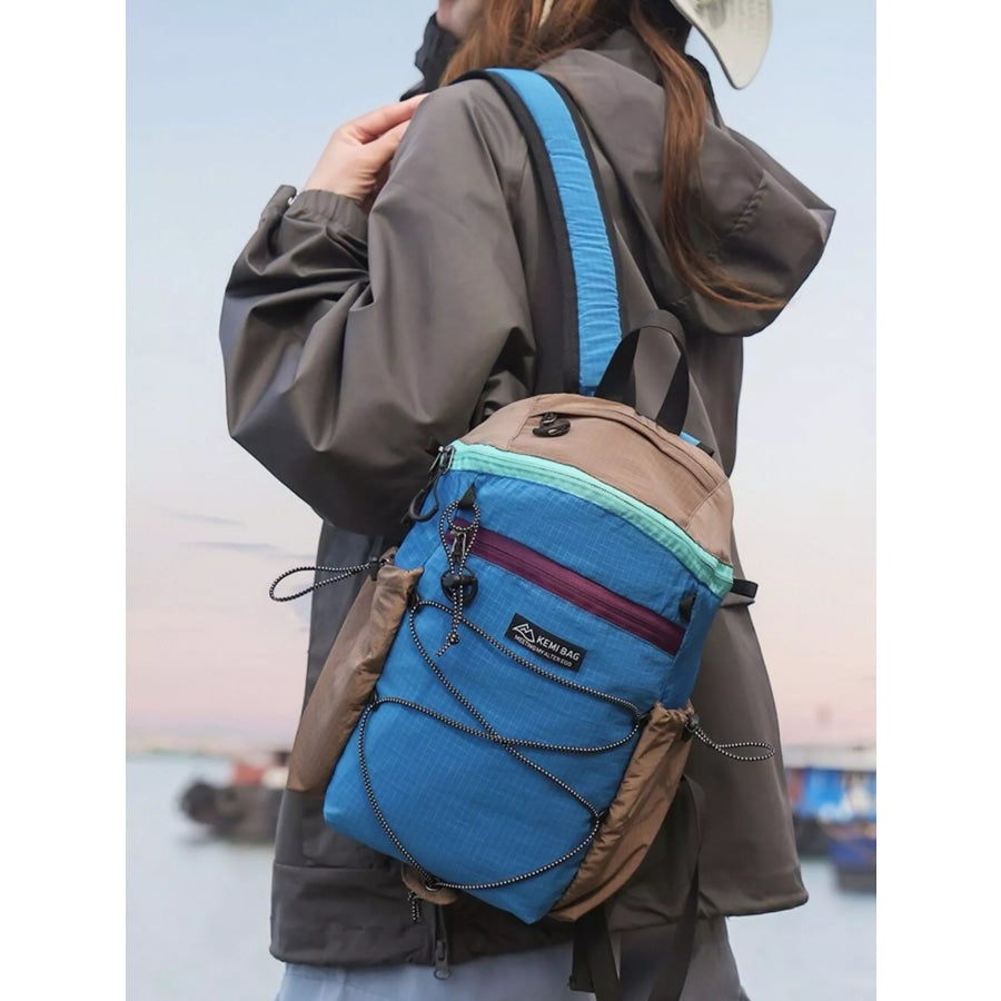 Lightweight Contrast Backpack Bag Blue / One Size Apparel and Accessories