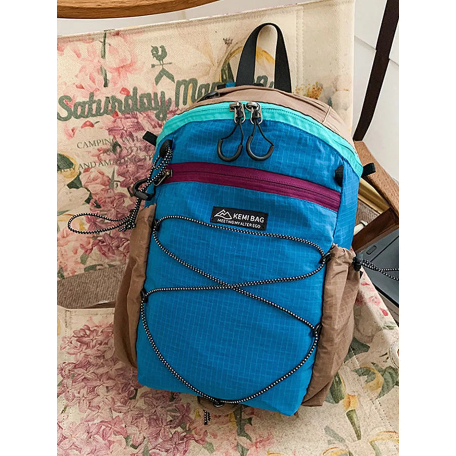 Lightweight Contrast Backpack Bag Blue / One Size Apparel and Accessories