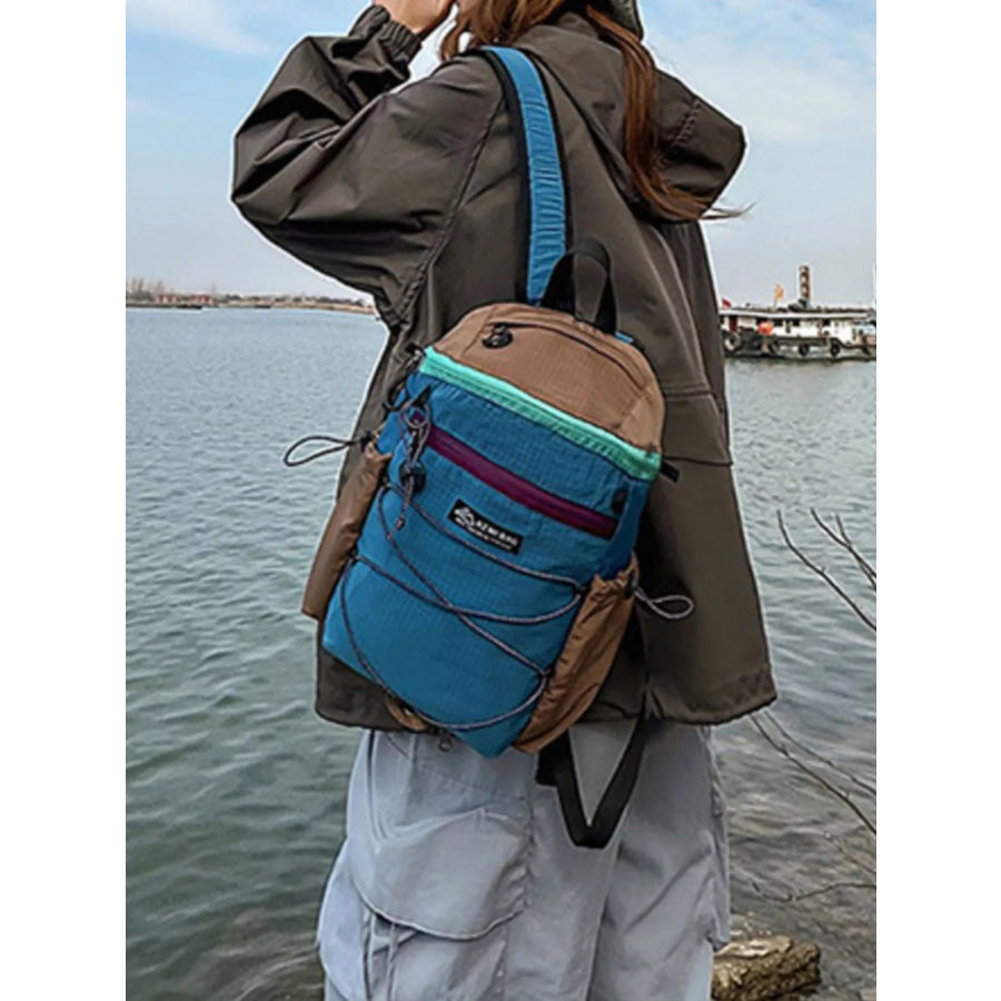 Lightweight Contrast Backpack Bag Blue / One Size Apparel and Accessories