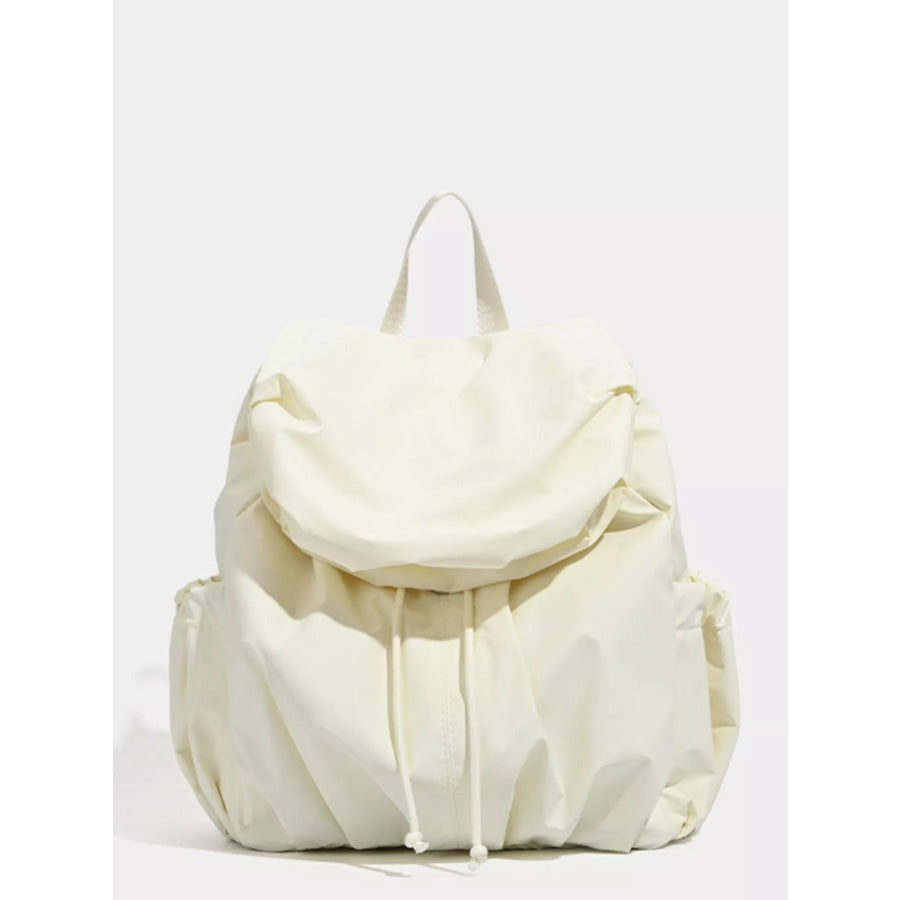 Lightweight Drawstring Closure Backpack Bag Cream / One Size Apparel and Accessories